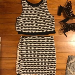 Black and white two piece dress